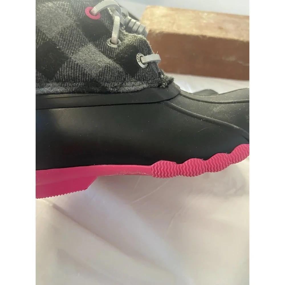 Sperry Girls Saltwater Duck Waterproof Boots-Blk/ Gray/Pink-Size 9M‎ Childrens